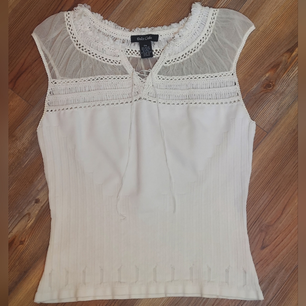Dolce Cabo Mesh Cap Sleeve Top